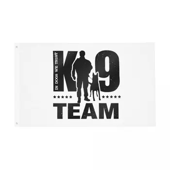 Команда K9 K9 Unit Флаг Малинуа Открытый Баннер Полиэстер Бельгийская Собака Украшение Двухсторонние Флаги размером 2x3 3x5 4x6 5x8 Футов