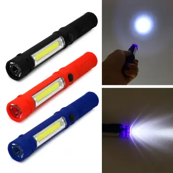 Многофункциональная светодиодная мини-ручка COB для проверки работы, светодиодный фонарик с нижним магнитом и зажимом