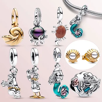 Новые женские подвески в виде ракушки Русалочка Ариэль, подходят к оригинальному браслету PANDORA, подвеске для ожерелья, ювелирным изделиям, подаркам друзьям