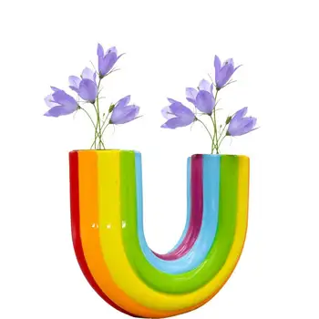 U Образная ваза для цветов Цвета радуги Декоративная ваза для цветов Высококачественная и симпатичная Центральная деталь для украшения комнаты и дома