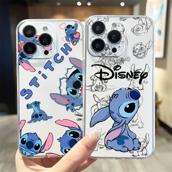 Милый прозрачный чехол для телефона Stitch Angel Disney для Apple iPhone 14 13 12 11 Mini XS XR X Pro MAX 8 7 6 Plus SE 2020 Cover