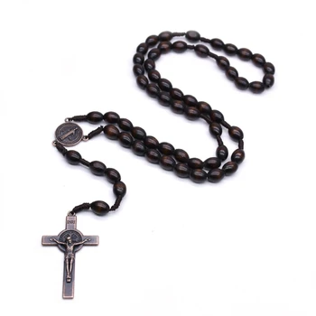 Ожерелье с Иисусом-Крестом, винтажная подвеска, католическое ожерелье, подарки, украшения для девочек, тренд 2023, Перегородчатый подарок из медных бусин
