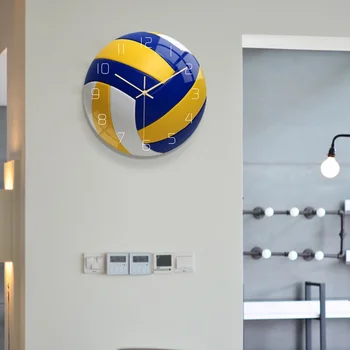 [Наклейки на стену] Cc119 Волейбольные Настенные часы Спортивный Мяч Настенные Часы Акриловый Материал Бесшумный Механизм Спальня и Гостиная D