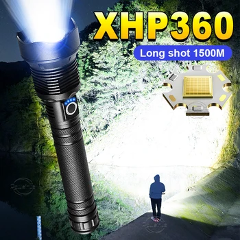 Сверхвысокая Мощность XHP 360 Ультра Мощный Перезаряжаемый Сильный Фонарик Led Usb Зарядка Led Ручной Фонарь Lanterna 18650/26650