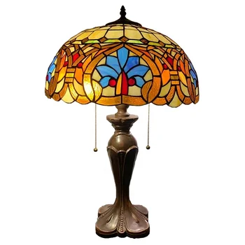 LongHuiJing 16-дюймовый Роскошный абажур из витражного стекла, светодиодные светильники, украшение спальни, лампы Tifani Lampe Tab.