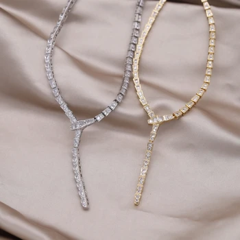 Популярные модные украшения в Америке, роскошное ожерелье в виде змеи с позолотой 14 карат, элегантные женские аксессуары для свадебной вечеринки