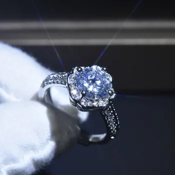 Женское обручальное кольцо с бриллиантом Mosang, Персонализированное Двухслойное сверкающее бриллиантом из серебра Металлик, Горячая распродажа, Роскошное Женское обручальное кольцо с бриллиантом