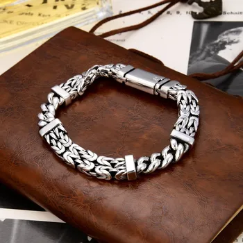 Новый мужской двойной тканый браслет ручной работы из стерлингового серебра S925 Пробы в винтажном этническом стиле, многоэлементный браслет-цепочка из серебра