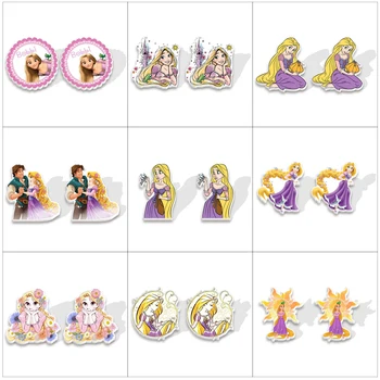 Эпоксидные серьги-гвоздики Disney Princess Ручной работы, акриловые серьги-гвоздики для женщин, Подарки для детей