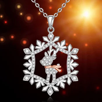 Нежное ожерелье с подвеской в форме снежинки, модный женский Рождественский подарок к празднику