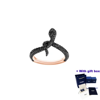 Высококачественное женское кольцо с серебряной инкрустацией и черной змеей, подчеркивающее темперамент, красивое и трогательное, бесплатная доставка