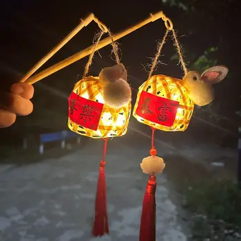 Бамбуковый фестивальный фонарь В китайском стиле, светодиодные фонари ручной работы, украшение дома, Садовый фонарь для фестиваля середины осени
