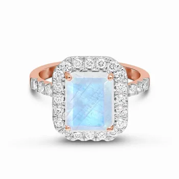 2023 Горячая распродажа S925 кольцо с микроцирконом из чистого квадратного лунного камня для женского меньшинства Дизайн прост и роскошен