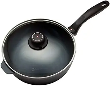 Сковорода для сотейника HD с антипригарным покрытием (5,8 Qt) с крышкой и ручкой из нержавеющей стали, можно мыть в посудомоечной машине/духовке, серый