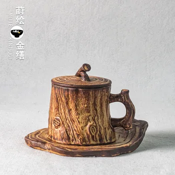 Креативная кофейная чашка ручной работы из грубой керамики, Японская винтажная чашка для рисования
