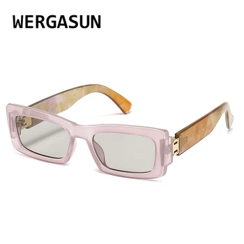 Популярные женские солнцезащитные очки в ретро-квадратной оправе, модные женские маленькие прямоугольные очки