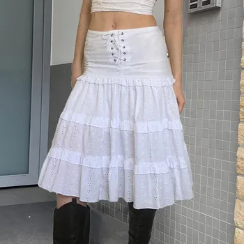 Дизайнерская юбка А-силуэта длиной до колен с высокой талией, завязывающаяся на талии повязка из Жаккардового переплетения с рельефной текстурой, напоминающей Торт