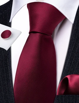 Бордово-красный Мужской шелковый галстук, Высококачественный Носовой платок ручной работы, Запонки, Наборы галстуков Для свадебной деловой вечеринки Barry.Дизайнер Wang