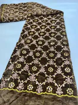 Африканская бархатная кружевная ткань 2023, высококачественные Французские нигерийские кружевные ткани с блестками для свадебных женских платьев, материал для пошива.