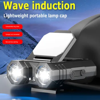Светодиодный датчик, зажим для крышки фары, USB Перезаряжаемый налобный фонарь, фонарь для рыбалки, лампа для шляпы, работающее наружное аварийное освещение