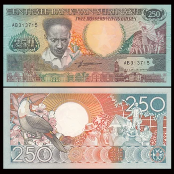 Оригинальные Суринамские старые бумажные деньги номиналом 250 гульденов 1988 UNC, банкноты, предметы коллекционирования, а не валюта