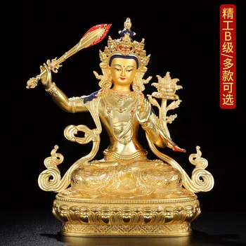 30 см крупнооптовая статуя будды Юго-Восточная Азия Буддизм Позолота золотая медная статуя будды Бодхисаттвы Манджушри Гуаньинь