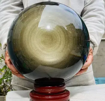 1 шт. шарик из натурального золотого обсидиана, полированный глобус, Массажная сфера, Исцеляющий камень Рейки, украшение для дома, изысканные подарки