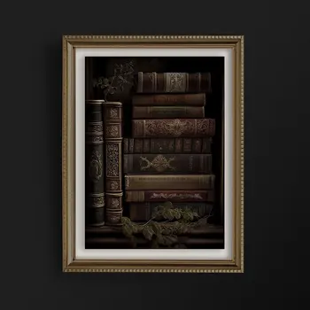 Книги Dark Academia Настенная живопись на холсте, винтажный эстетический плакат и принт, настенные книги по искусству, картинка для декора рабочего стола в готическом стиле