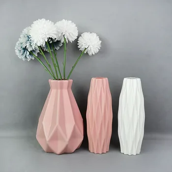 Современная ваза для цветов, Белая Розовая Голубая Пластиковая ваза, Цветочный горшок, корзина, украшение для гостиной в скандинавском стиле, Цветочная композиция