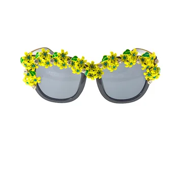 Солнцезащитные очки ручной работы в стиле барокко, Летний пляж, 3D керамический цветок, женские солнцезащитные очки с бриллиантами, женский бренд класса люкс, солнцезащитные очки с бриллиантами, UV400