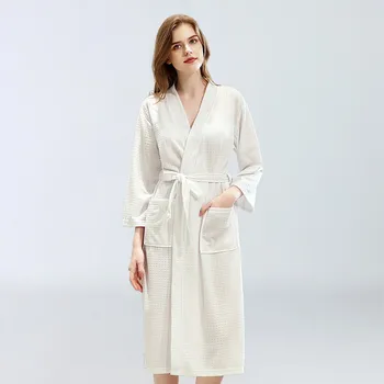 Мужская Женская ночная рубашка, весна-осень, удобный банный халат для пары, одежда для сауны, Впитывающая пот, быстросохнущая Юката