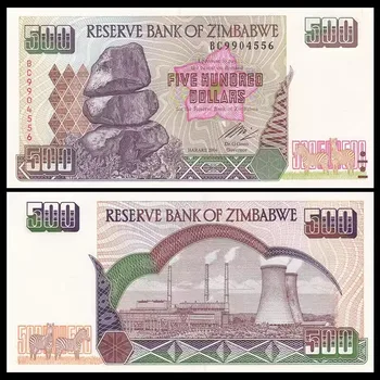 Оригинальные бумажные деньги Зимбабве на 500 долларов, банкнота, банкнота UNC, предметы коллекционирования