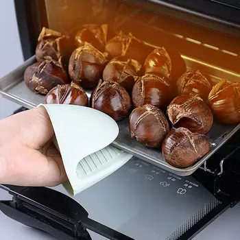 1 шт. Изоляционная перчатка Против ожогов, Силиконовая теплоизоляционная перчатка, противоскользящая Кухонная перчатка для выпечки в духовке, Кухонный инструмент