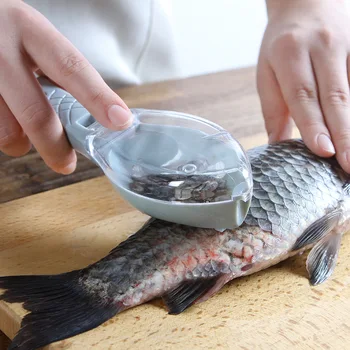 Скребок для терки рыбьей чешуи, инструмент для чистки рыбы, устройство для соскабливания чешуи с крышкой, инструмент для приготовления рыбы на домашней кухне, кухонные инструменты