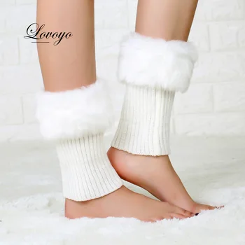 Женские гетры Зима-осень, женские вязаные крючком носки-лодочки с меховой отделкой, толстые манжеты для ботинок, теплый чехол для ног