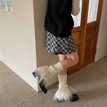Грелки для ног, набедренные повязки, носки Y2k, высокие носки, пушистые гетры Kawaii Fashion
