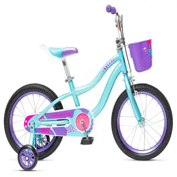 Детский велосипед Breeze Girls с корзиной, бирюзовый и фиолетовый