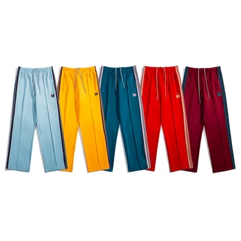 Новые спортивные брюки AWGE Needles для мужчин и женщин, 1: 1, лучшее качество, вышитые иглы в полоску с бабочками, брюки, брюки